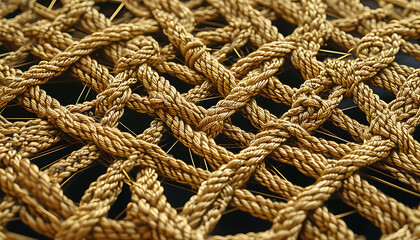 Golden threads intricately woven together create stunning texture