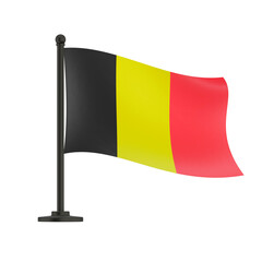 3D render of belgium flag isolated on white background, waving flag of belgium