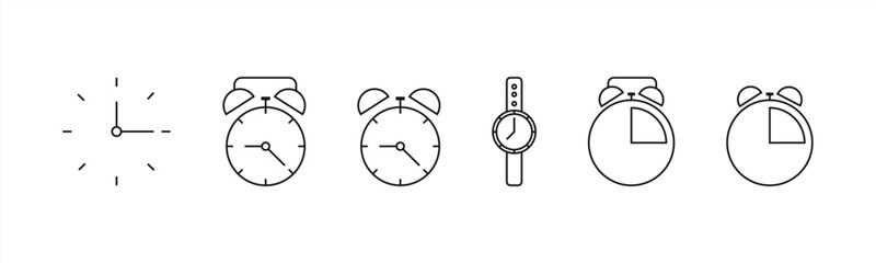 time icon set. clock, alarm, watches, stopwatch timer icon. vector illustration