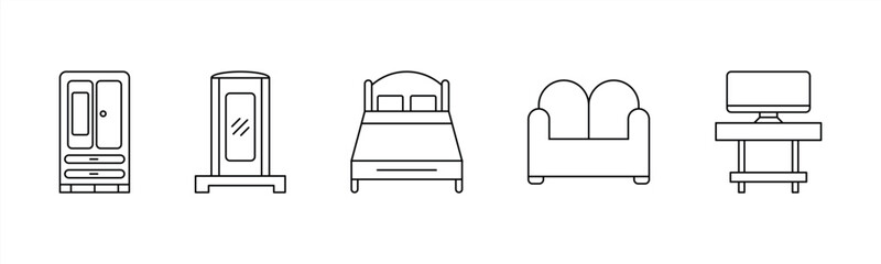 furniture icon set. home interior icon. vector illustration
