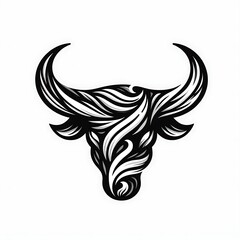 Obraz premium Stylized bull head with flowing lines and patterns.