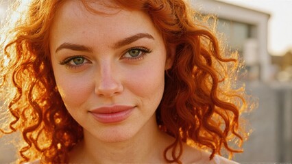 Portrait of a Red-Headed Woman with a Captivating Smile