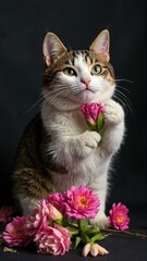 Cat with flower