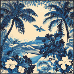 tropical beach with palm trees