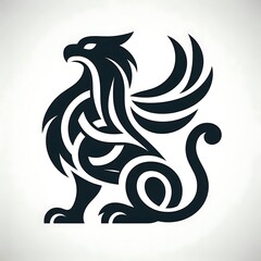 Naklejka premium Stylized griffin illustration with intricate design.
