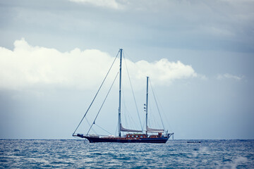 Fototapeta premium Sailboat on the Open Sea