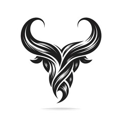 Fototapeta premium Abstract bull head design with flowing lines.
