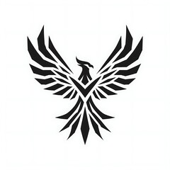 Obraz premium Stylized black phoenix with extended wings.