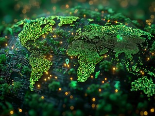 Sustainable Global Supply Chain with Eco Friendly Transport and Production Icons