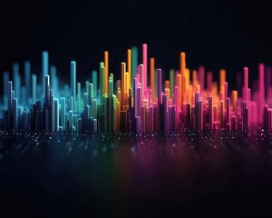 Colorful audio visualization, futuristic art, 3D illustration