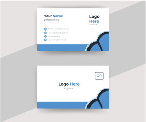  Creative Business Card Template. Blue Simple Clean Template, Vector Design.