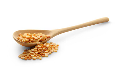 Peas in wooden spoon