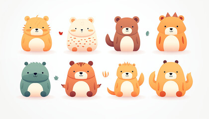 Obraz premium set of funny animals generative AI