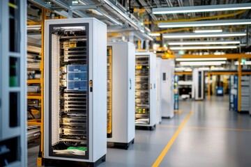 Modern Data Center with Network Servers and Equipment Setup