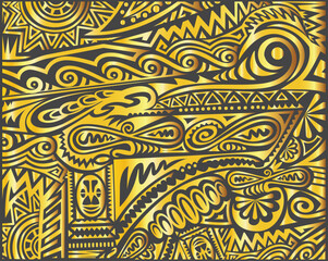 Papua New Guinea Design in gold color