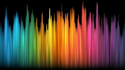 Harmony redefined with voice, audio and accent. A vibrant, colorful soundwave visualization against a black background, showcasing a spectrum of hues in a dynamic, artistic form.