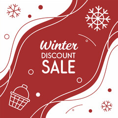 Fototapeta premium Winter discount sale red white design, for product sales or promotion.