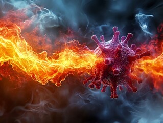 Virus Particle Mutating into Unpredictable New Form with Swirling Colors and Rapidly Changing Shapes