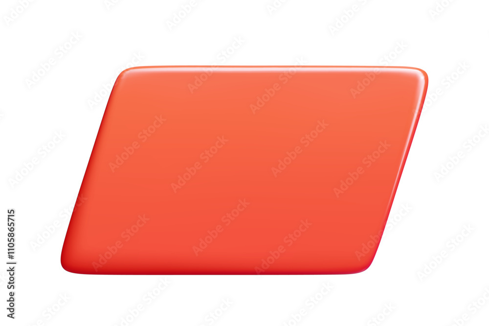 Poster red 3d parallelogram banner with glossy surface and smooth edges. vector frame with clean minimalist