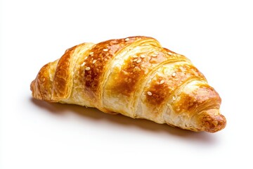 Freshly Baked Golden Croissant with Flaky Layers and Sesame Seeds
