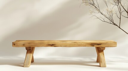 Handcrafted Wooden Bench Made from Natural Materials for Elegant Indoor or Outdoor Decor