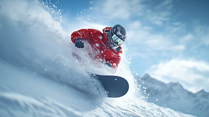 Cinematic sport photography snowboarder 
