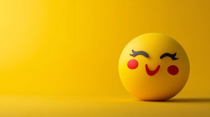 Cheerful Emotion Design: A Whimsical Digital Illustration of a Happy Winking Face