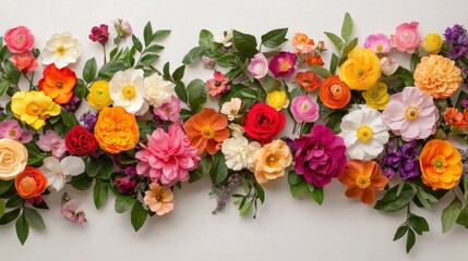 Vibrant Floral Arrangement with Colorful Flowers and Fresh Greens