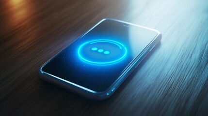 Modern Smartphone Display with Glowing Blue Interface - Futuristic Technology