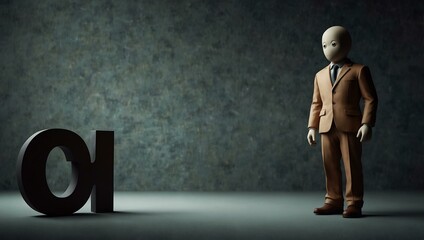 Fototapeta premium Curious figure with a question mark.