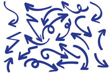 Set of Hand drawn vector arrows doodle on white background. design element vector illustration.