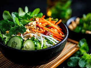 Fresh salad preparation kitchen food photography modern environment close-up healthy eating concept