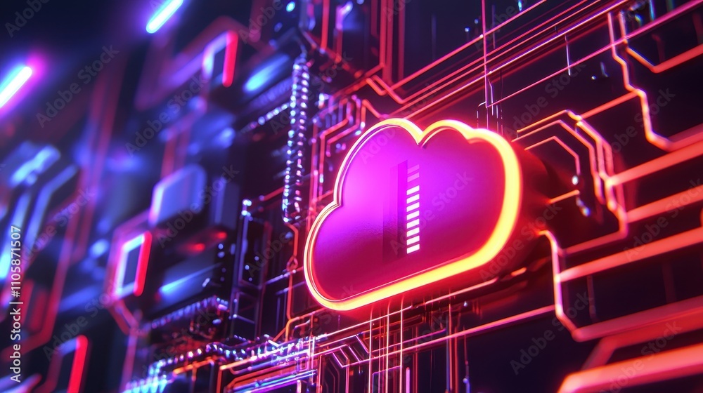 Aufkleber digital cloud storage concept with futuristic circuit board design