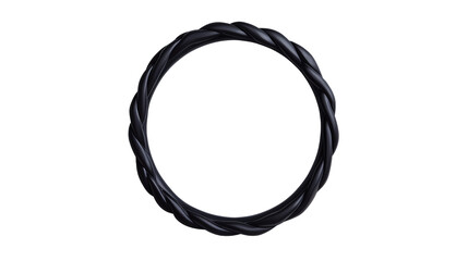 Minimalist twisted black ring jewelry on transparent background