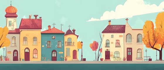 Obraz premium A street scene with a tree in the middle