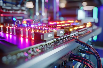 Colorful LED Lights on Circuit Board in Modern Technology Environment