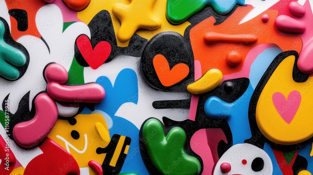 Aufkleber colorful playful shapes and patterns on a creative background
