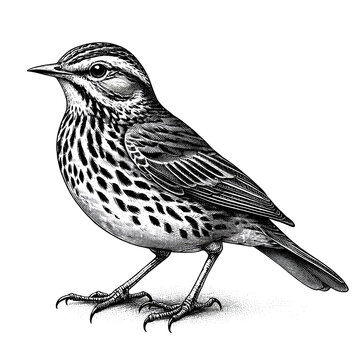 a lark sketch engraving. White background.