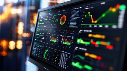 Fototapeta premium Data Visualization Dashboard with Analytics and Stock Market Metrics