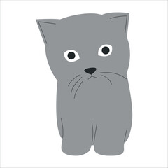 Stylized Gray Cat Illustration on White Canvas