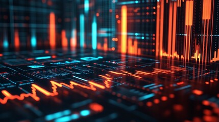 Fototapeta premium Data visualization digital workspace infographic design tech environment abstract viewpoint