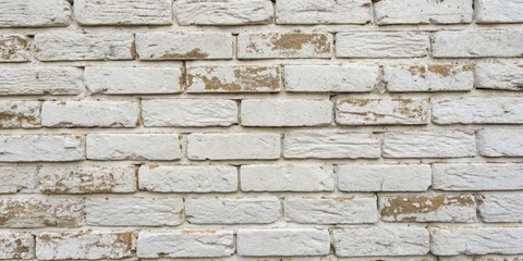 Fototapeta premium Whitewashed Brick Wall Texture A Close-Up View of Aged Brickwork
