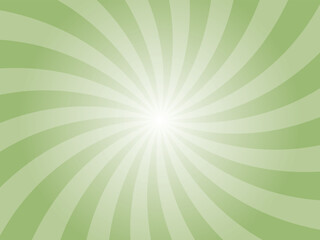Green sunburst background. Olivine green radial retro glowing rays banner. Abstract retro whirlwind starburst vector abstract background. Twisted radial illustration.