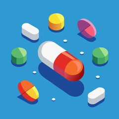 3D Cartoon Pills Vector Design for Medical Illustrations