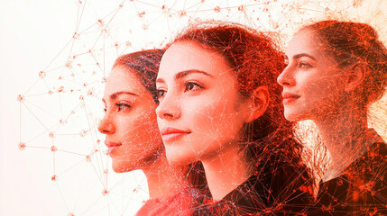 A digital network of faces emphasizes inclusivity and the value of professional relationships.