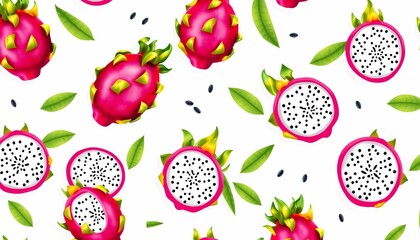 Vibrant dragon fruit pattern, perfect for summer designs.
