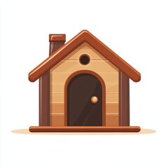 Cute Cartoon Wooden Dog House Illustration