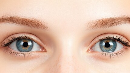 Fototapeta premium Close-Up View of Beautiful Human Eyes with Unique Blue and Brown Patterns, Emphasizing Natural Features and Captivating Expression, Sparkling and Expressive Gaze