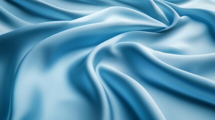 Obraz premium Stunning Light Blue Satin Fabric Texture, a Detailed Close-up of Exquisite Drape and Smooth Surface