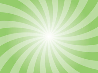 Green sunburst background. Screamin' green radial retro glowing rays banner. Abstract retro whirlwind starburst vector abstract background. Twisted radial illustration.